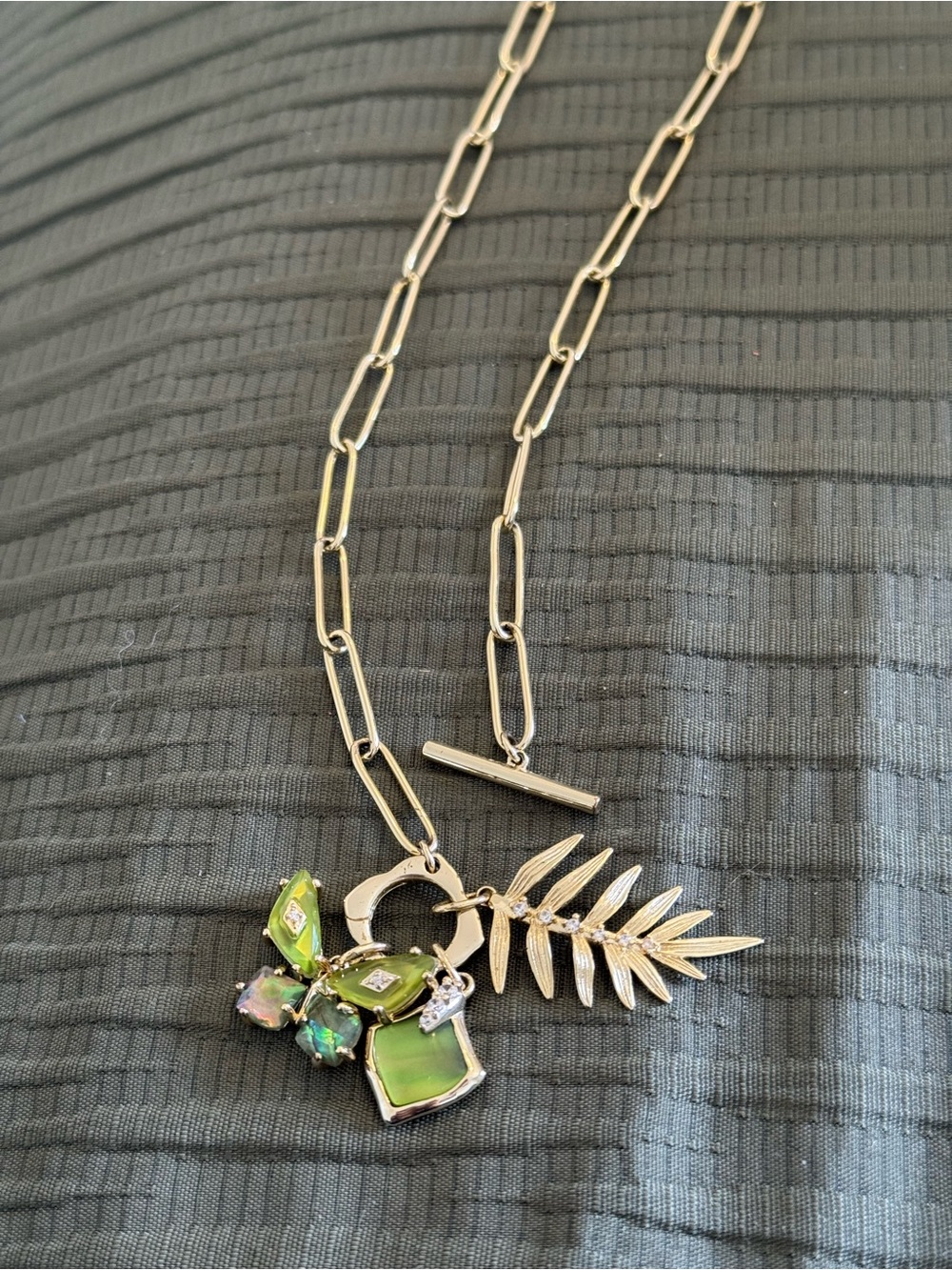 Kendra Scott Bianca Gold Necklace with Green Crystal Charms